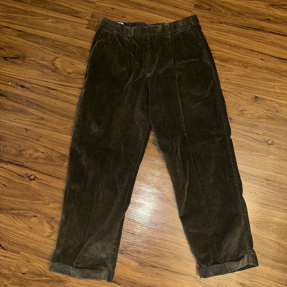 Dockers Mens Corduroy Pants Pleated Cuffed Relaxed Fit 34X29 Brown NEW - Picture 2 of 4